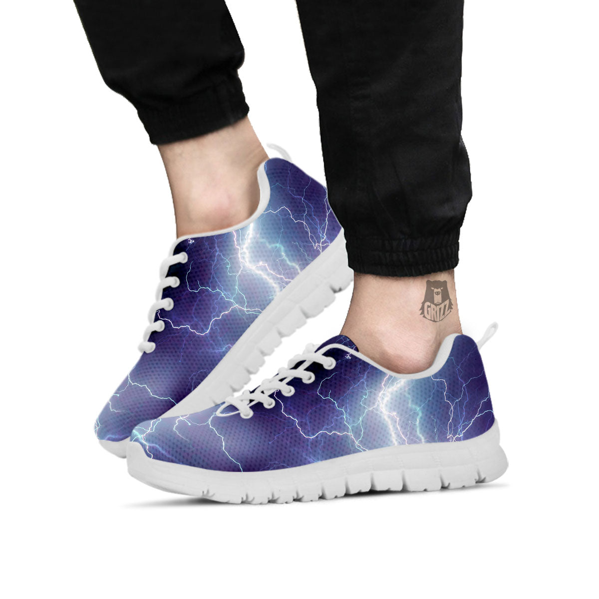 Spark Lightning Print White Sneaker-grizzshop