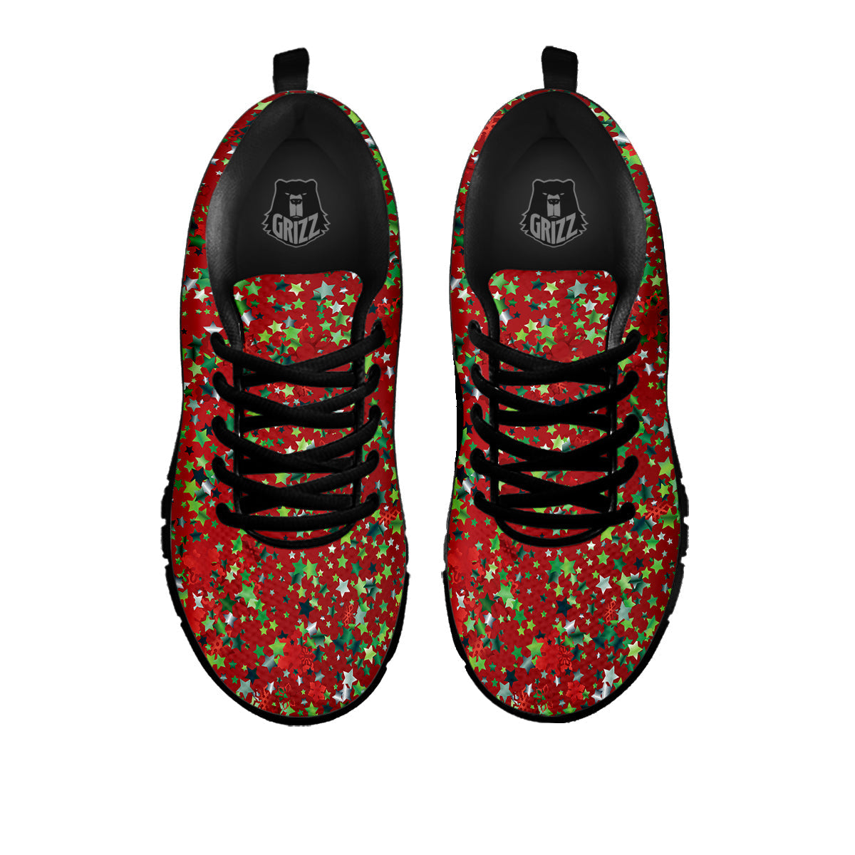 Sparkle Christmas Print Black Sneaker-grizzshop