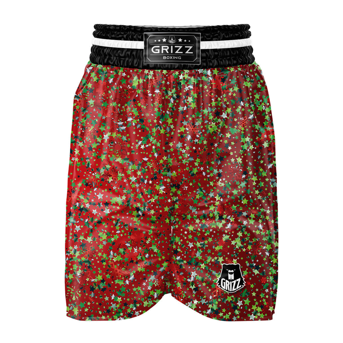 Sparkle Christmas Print Boxing Shorts-grizzshop