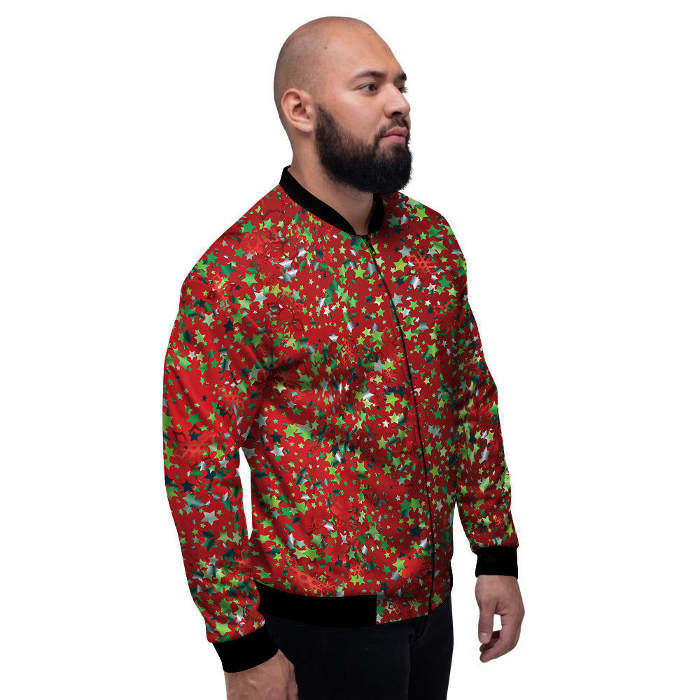 Sparkle Christmas Print Men's Bomber Jacket-grizzshop