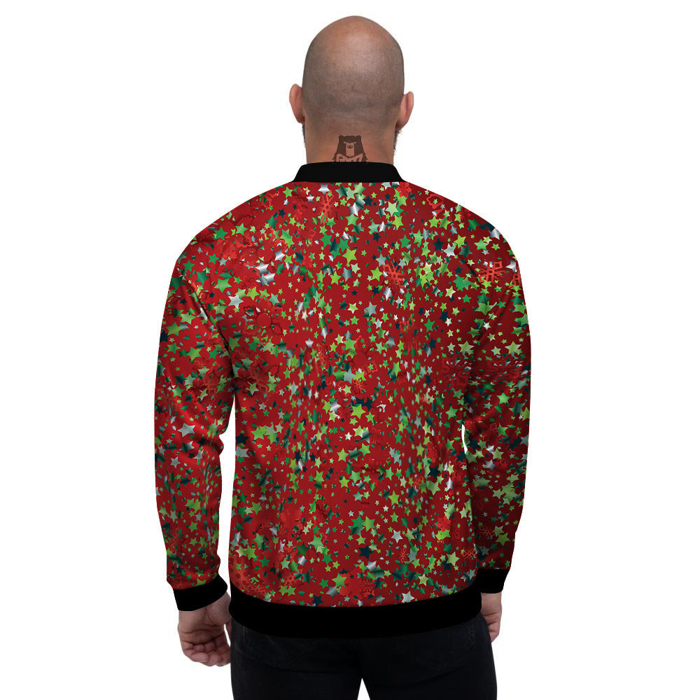 Sparkle Christmas Print Men's Bomber Jacket-grizzshop