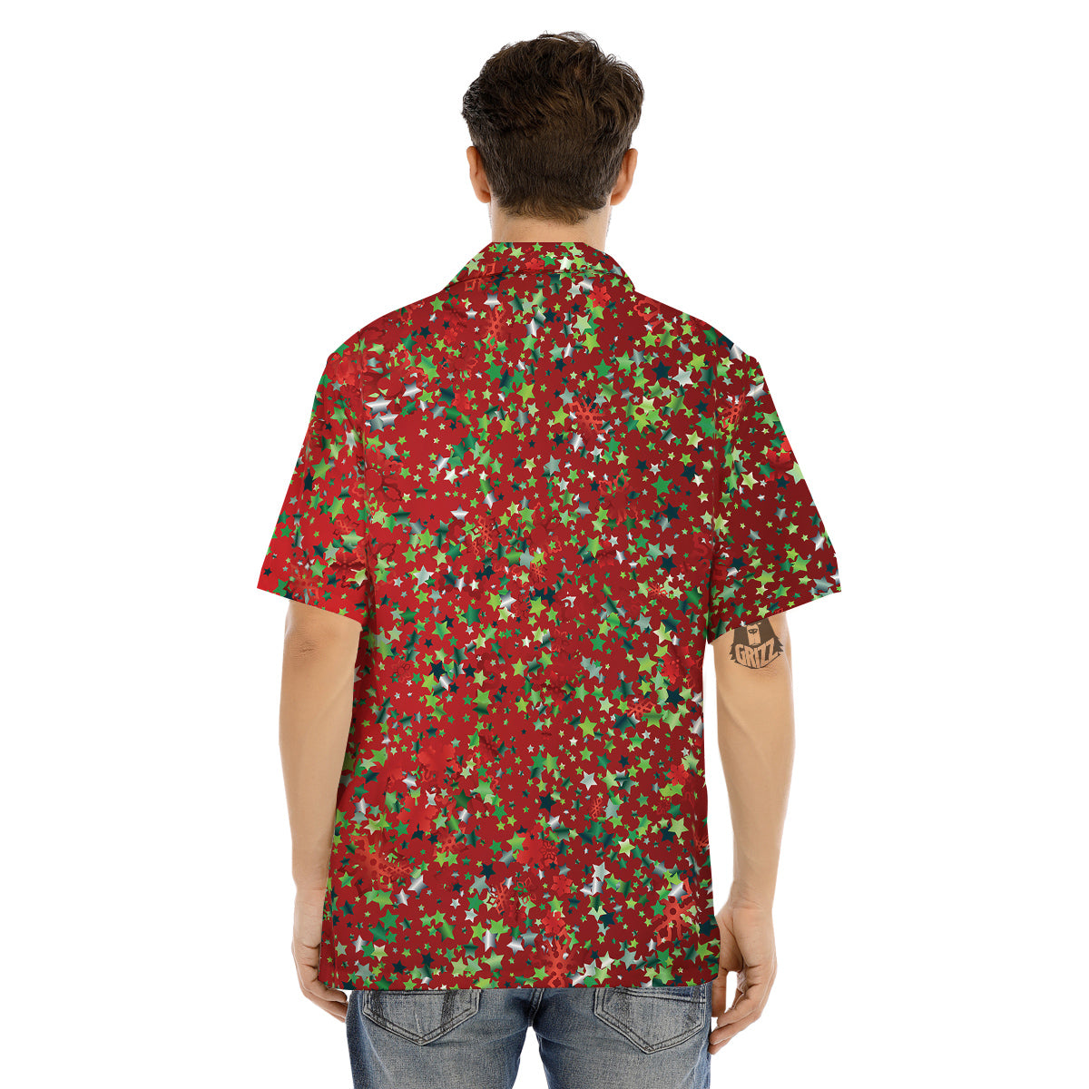 Sparkle Christmas Print Men's Hawaiian Shirt-grizzshop