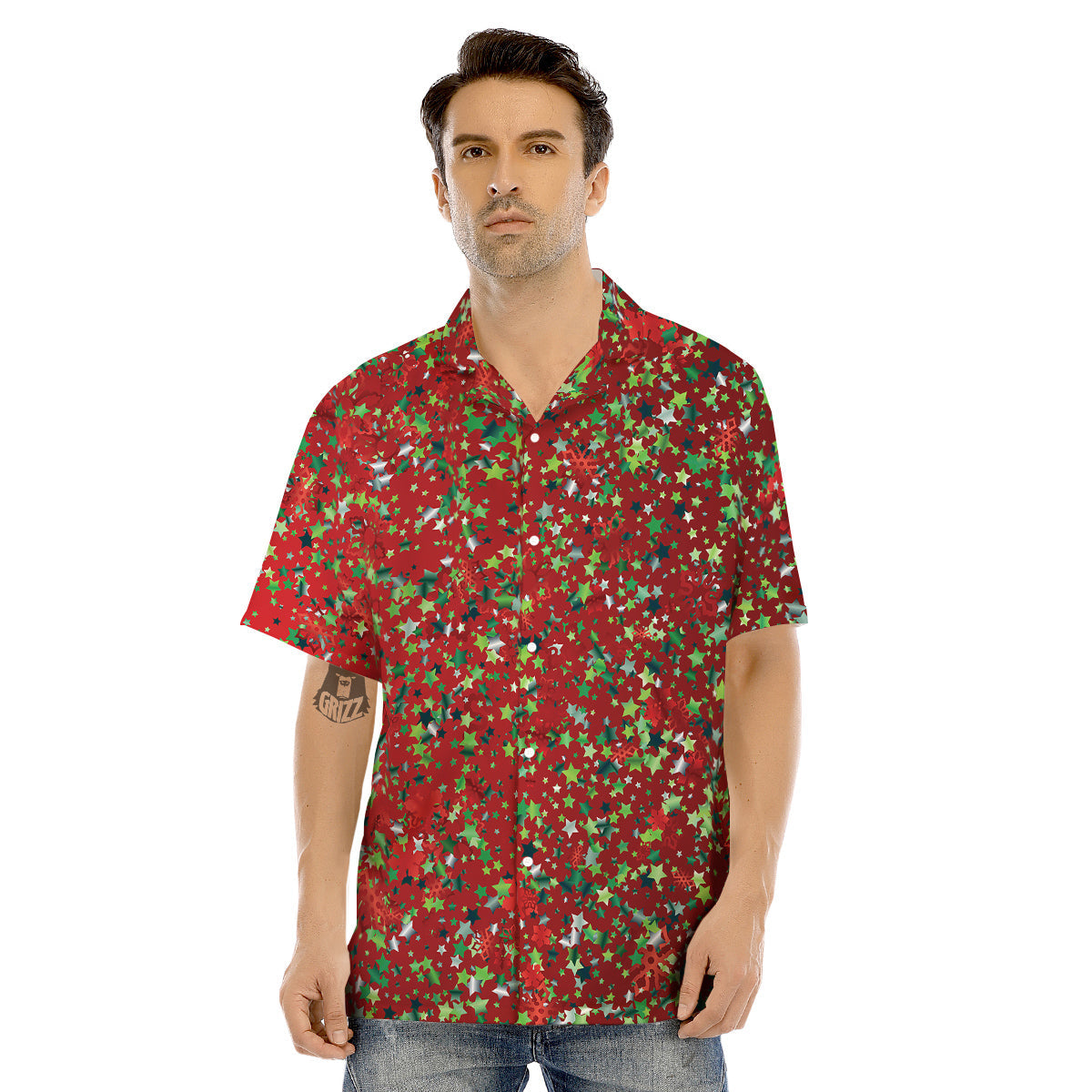 Sparkle Christmas Print Men's Hawaiian Shirt-grizzshop