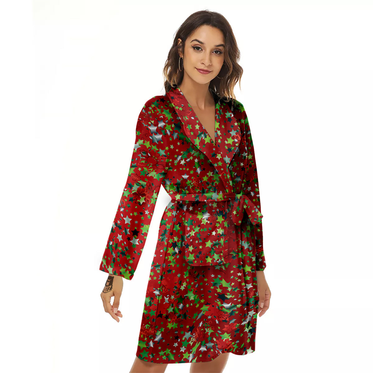 Sparkle Christmas Print Women's Robe-grizzshop