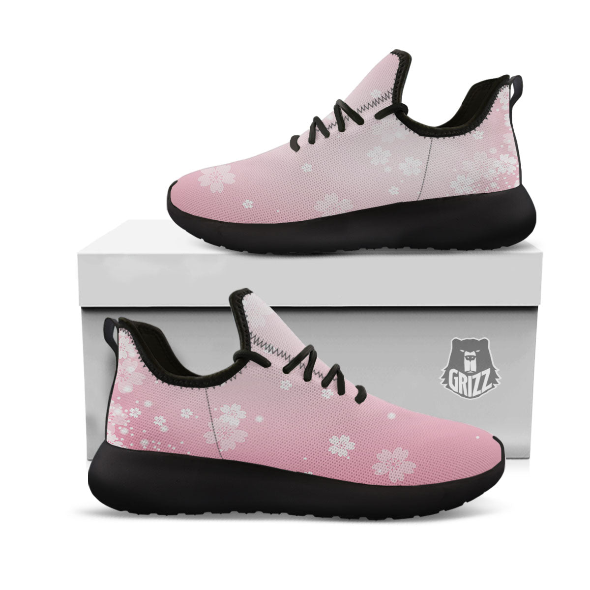 Sparkle Floral Print Black Athletic Shoes-grizzshop