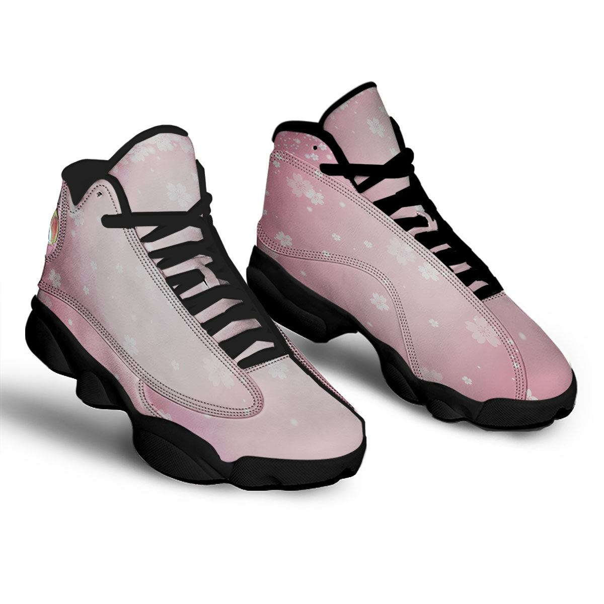 Sparkle Floral Print Black Basketball Shoes-grizzshop