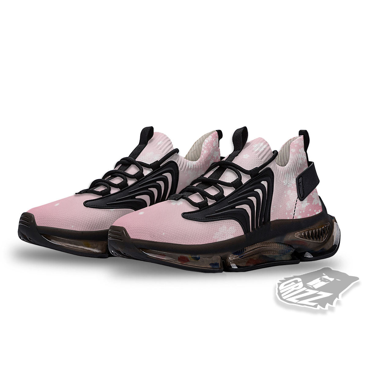 Sparkle Floral Print Black Gym Shoes-grizzshop