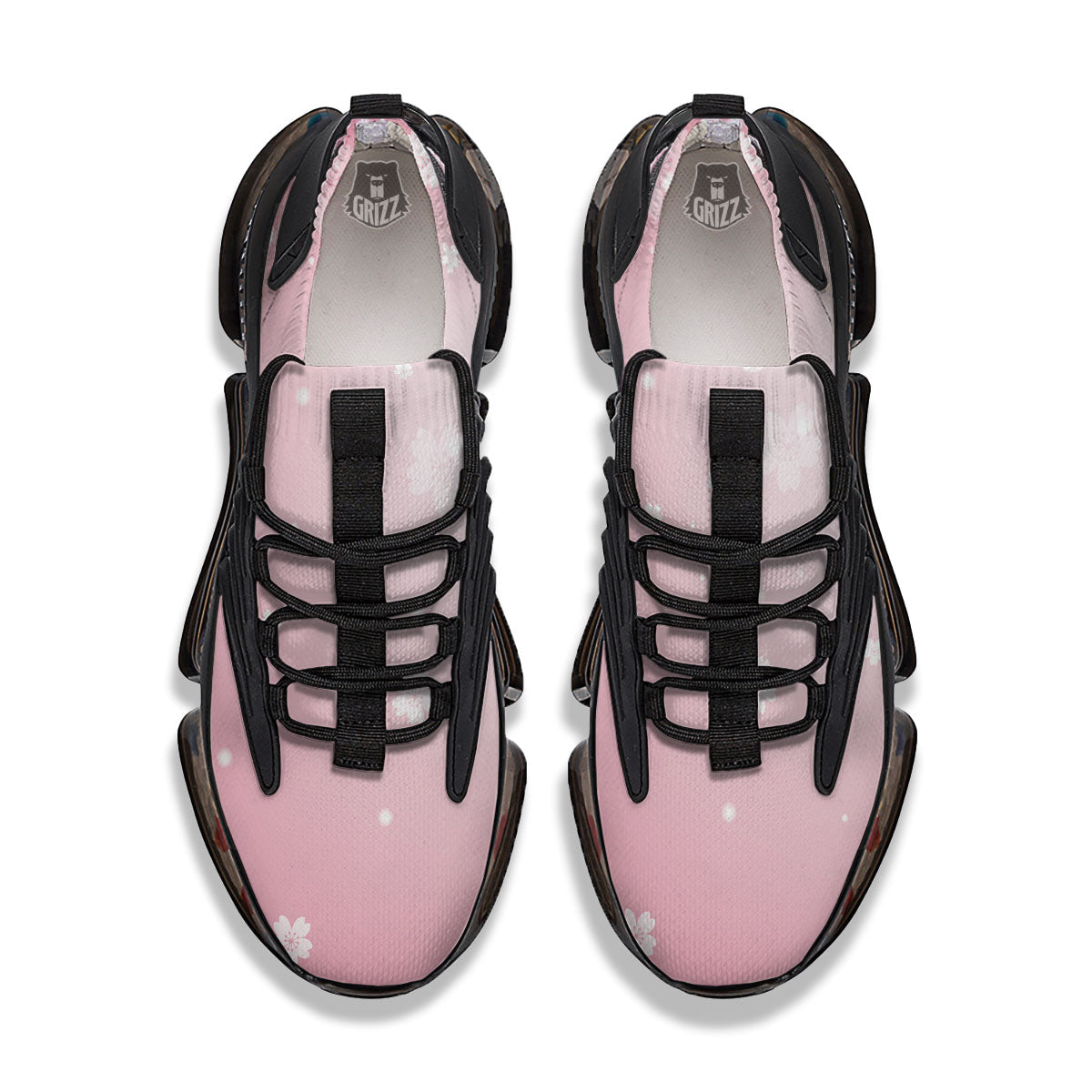 Sparkle Floral Print Black Gym Shoes-grizzshop