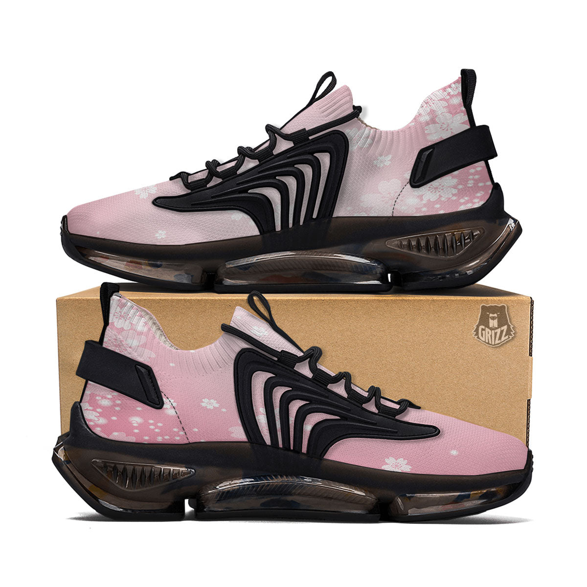 Sparkle Floral Print Black Gym Shoes-grizzshop