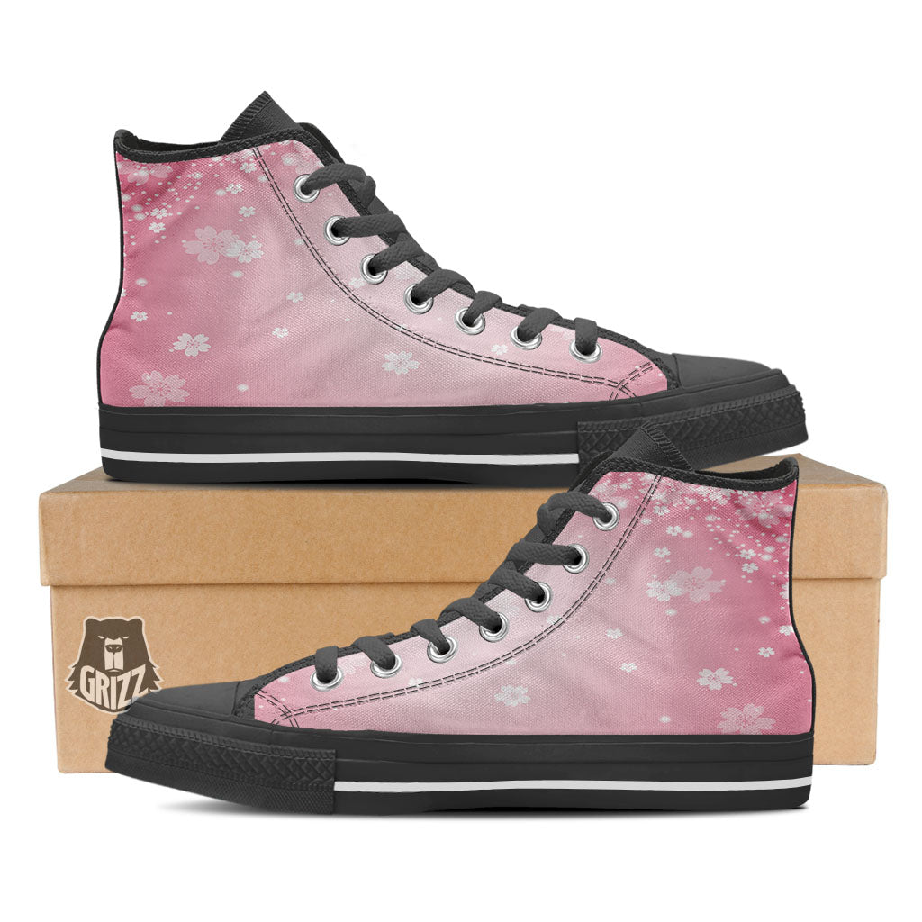 Sparkle Floral Print Black High Top Shoes-grizzshop