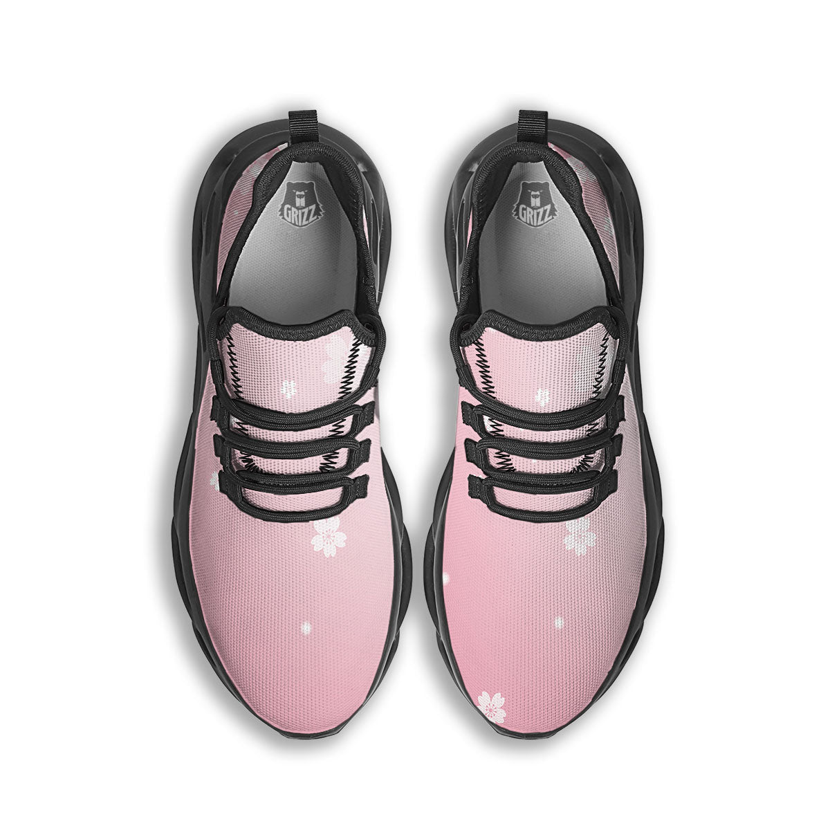 Sparkle Floral Print Black Running Shoes-grizzshop