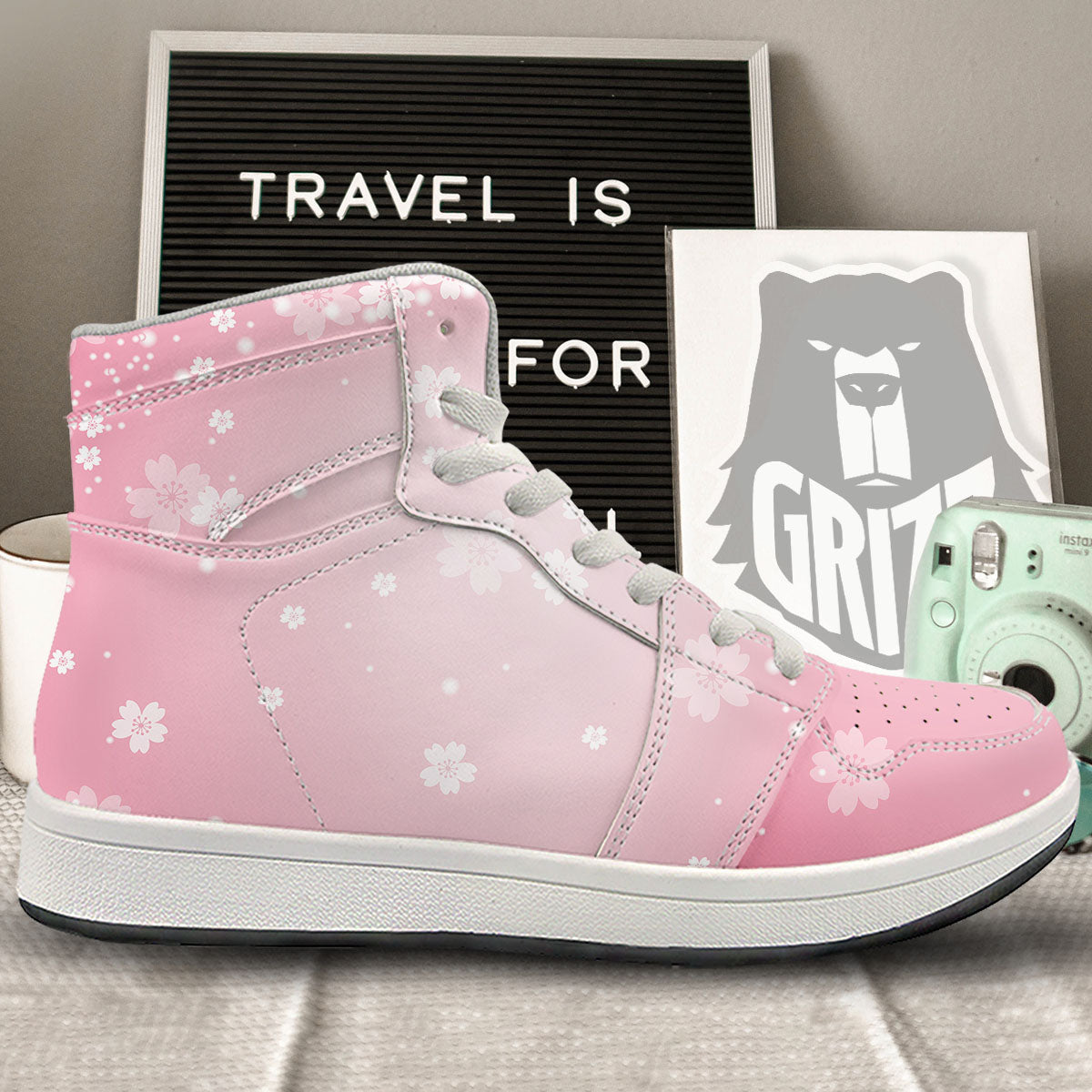 Sparkle Floral Print High Top Sneakers-grizzshop