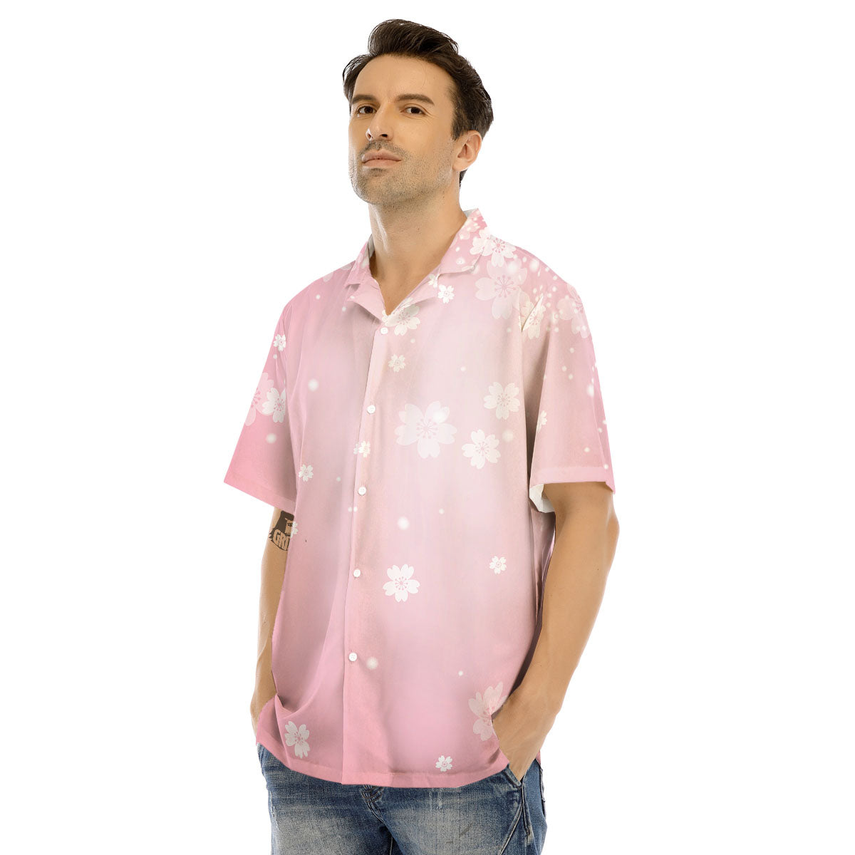 Sparkle Floral Print Men's Hawaiian Shirt-grizzshop