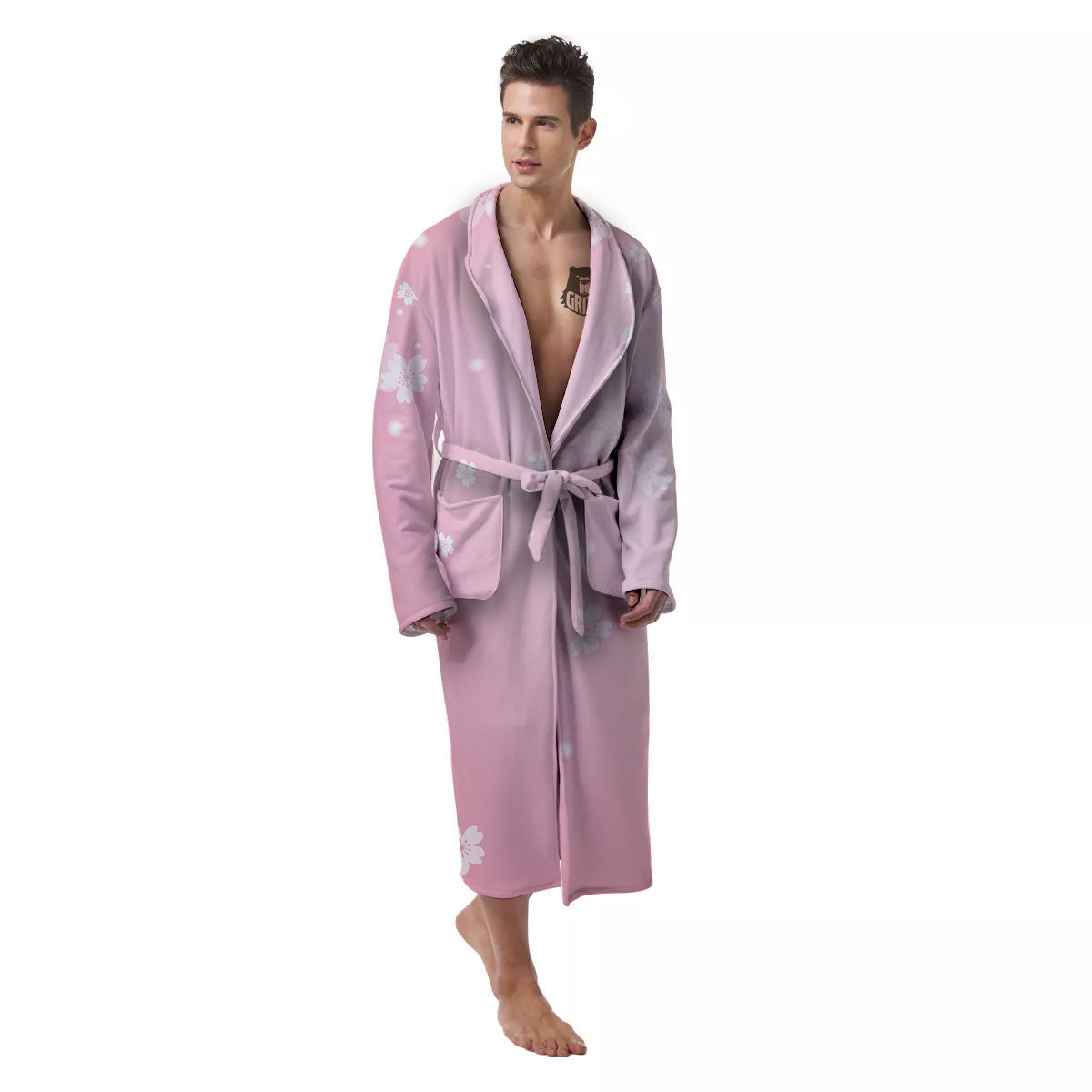 Sparkle Floral Print Men's Robe-grizzshop