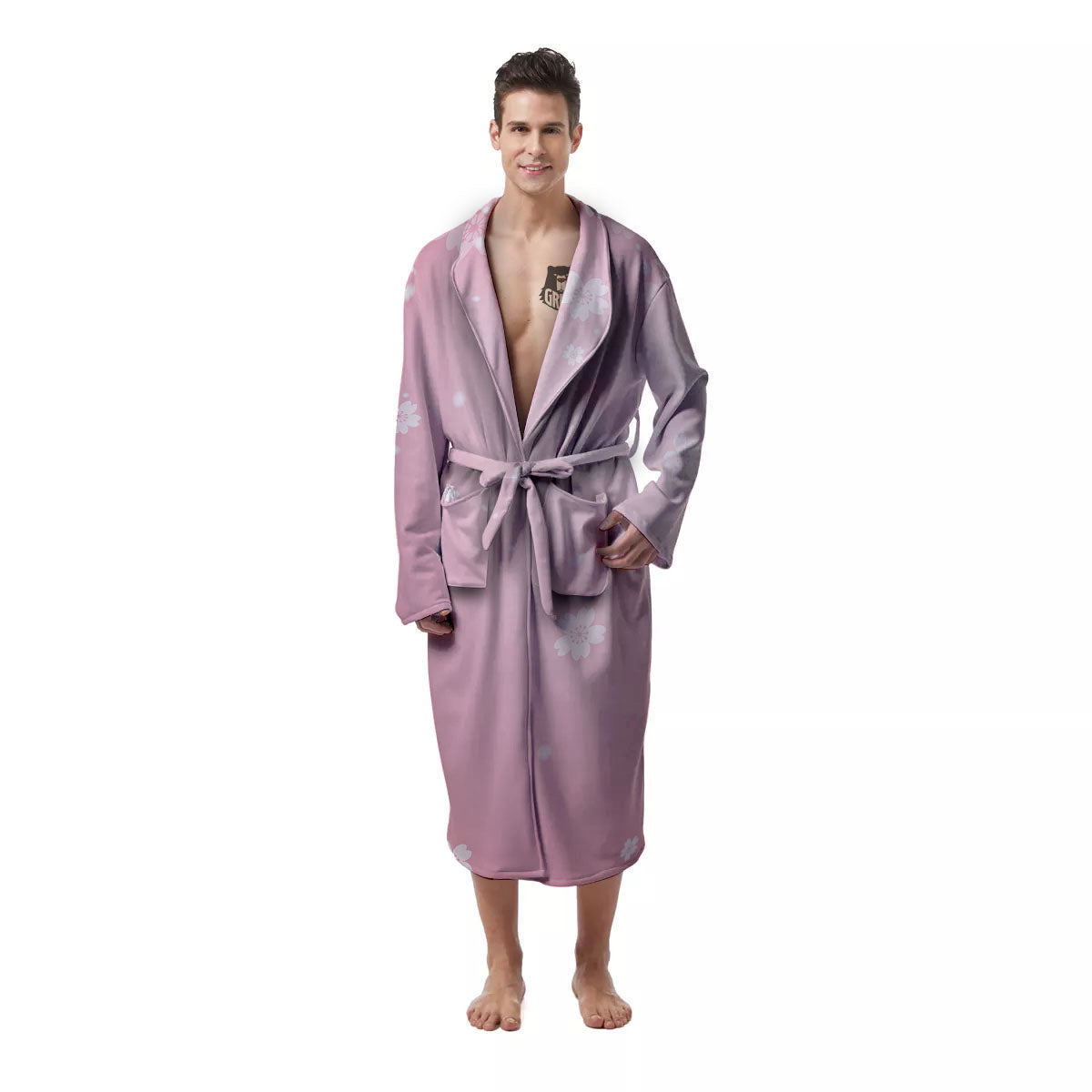 Sparkle Floral Print Men's Robe-grizzshop