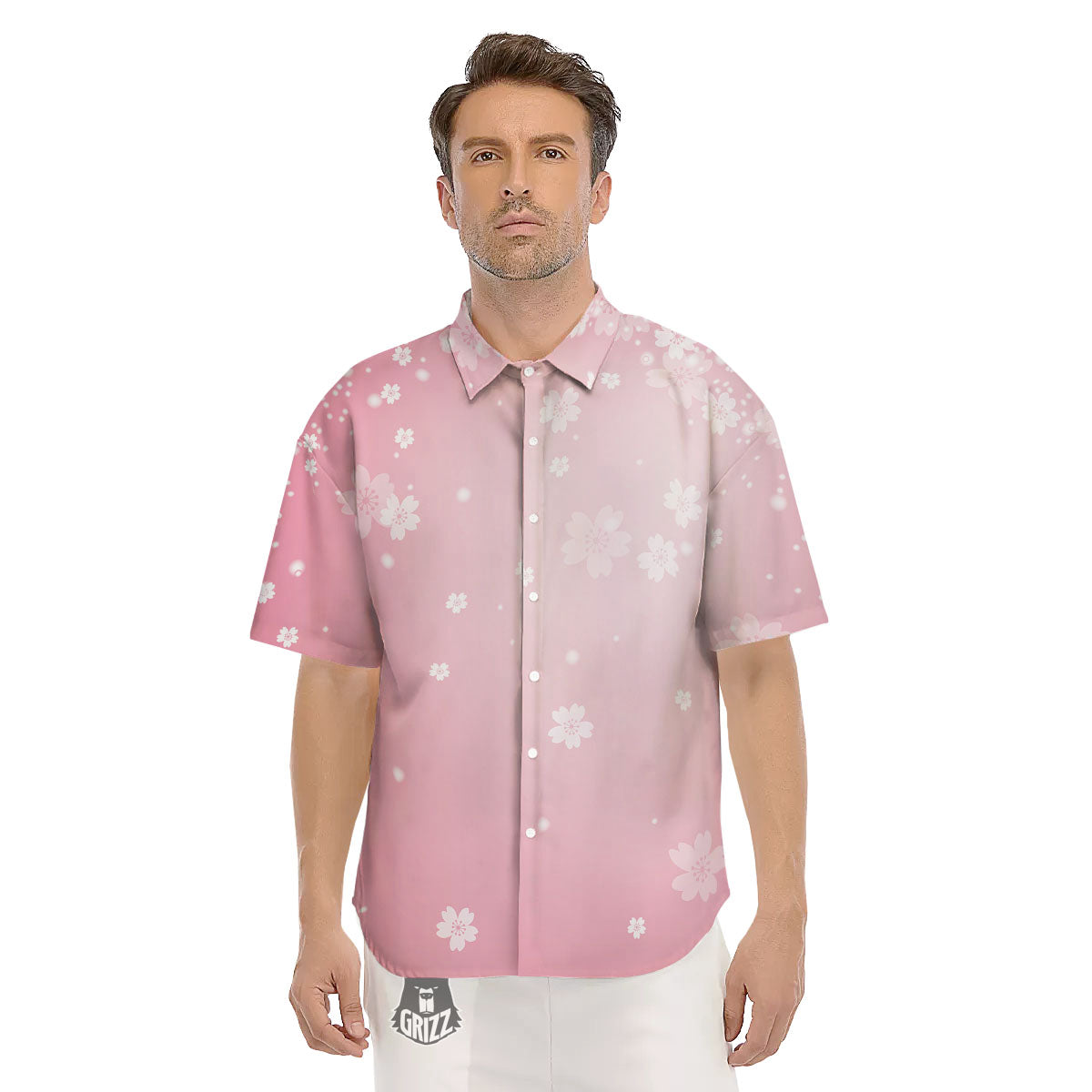 Sparkle Floral Print Men's Short Sleeve Shirts-grizzshop