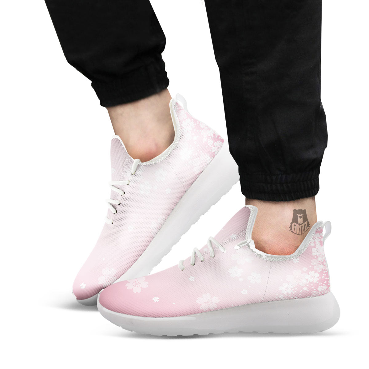 Sparkle Floral Print White Athletic Shoes-grizzshop