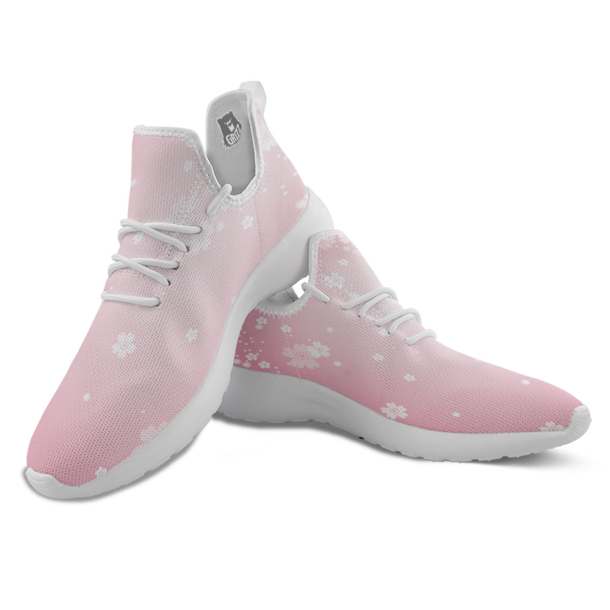 Sparkle Floral Print White Athletic Shoes-grizzshop
