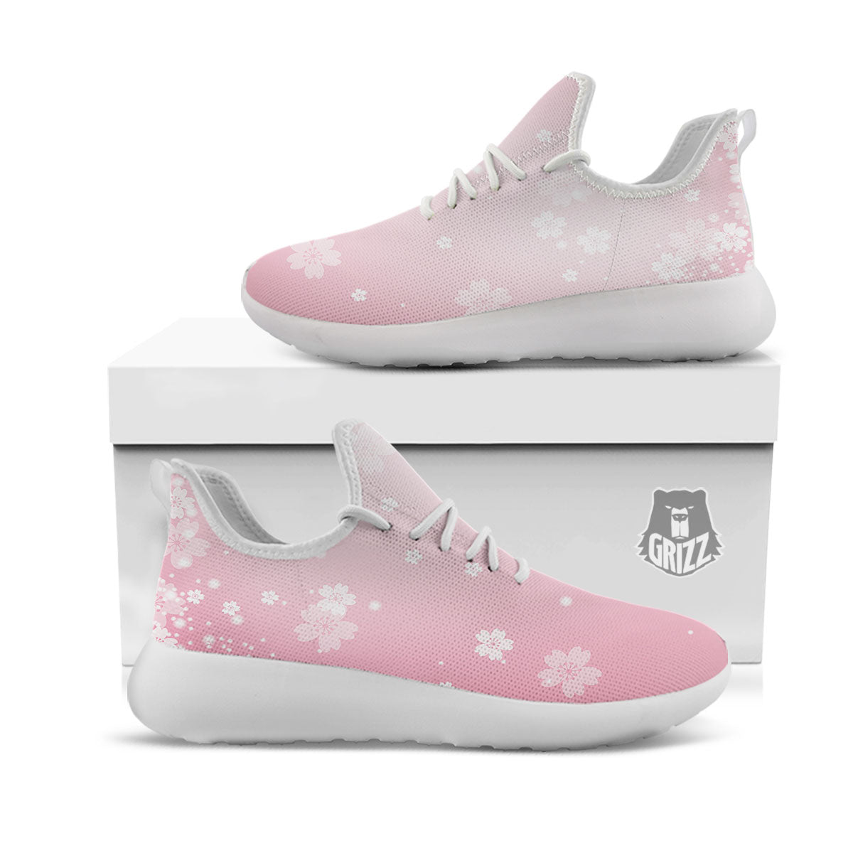 Sparkle Floral Print White Athletic Shoes-grizzshop