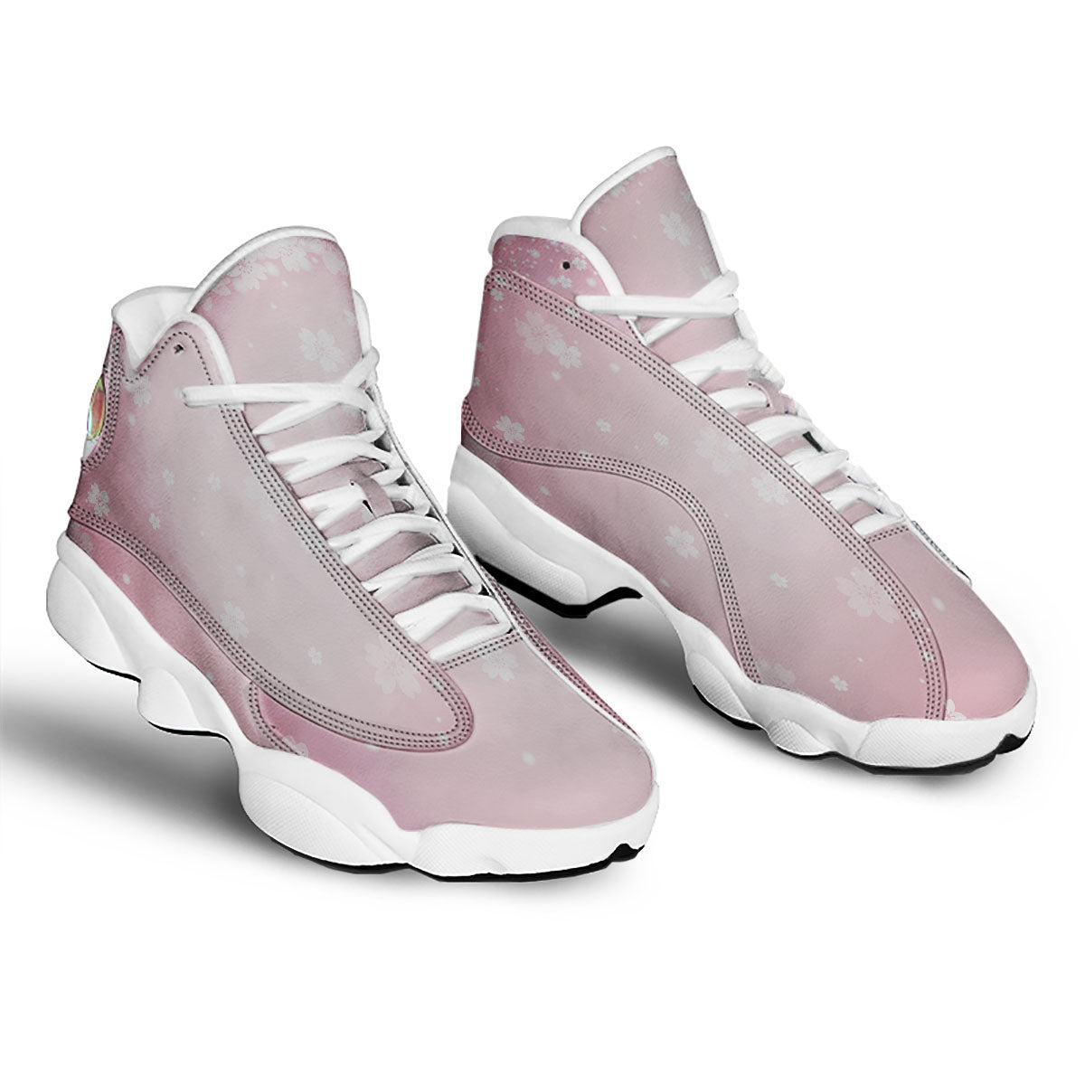 Sparkle Floral Print White Basketball Shoes-grizzshop