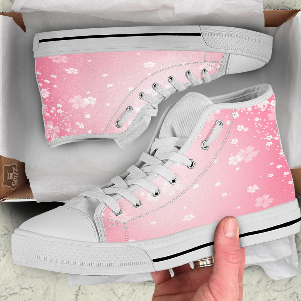 Sparkle Floral Print White High Top Shoes-grizzshop