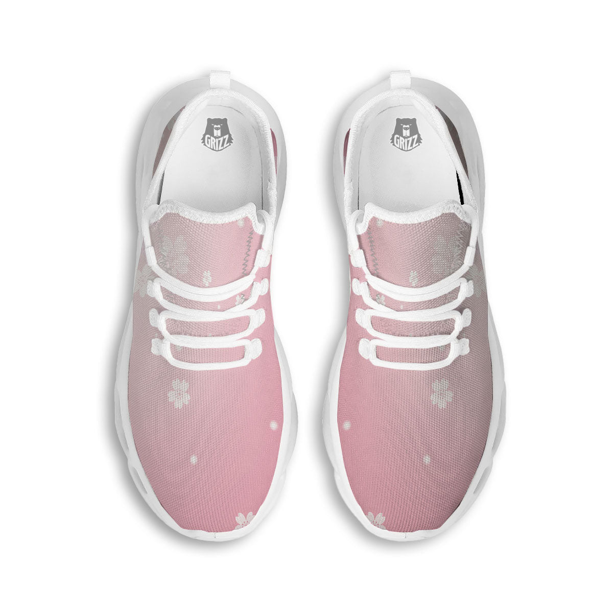 Sparkle Floral Print White Running Shoes-grizzshop