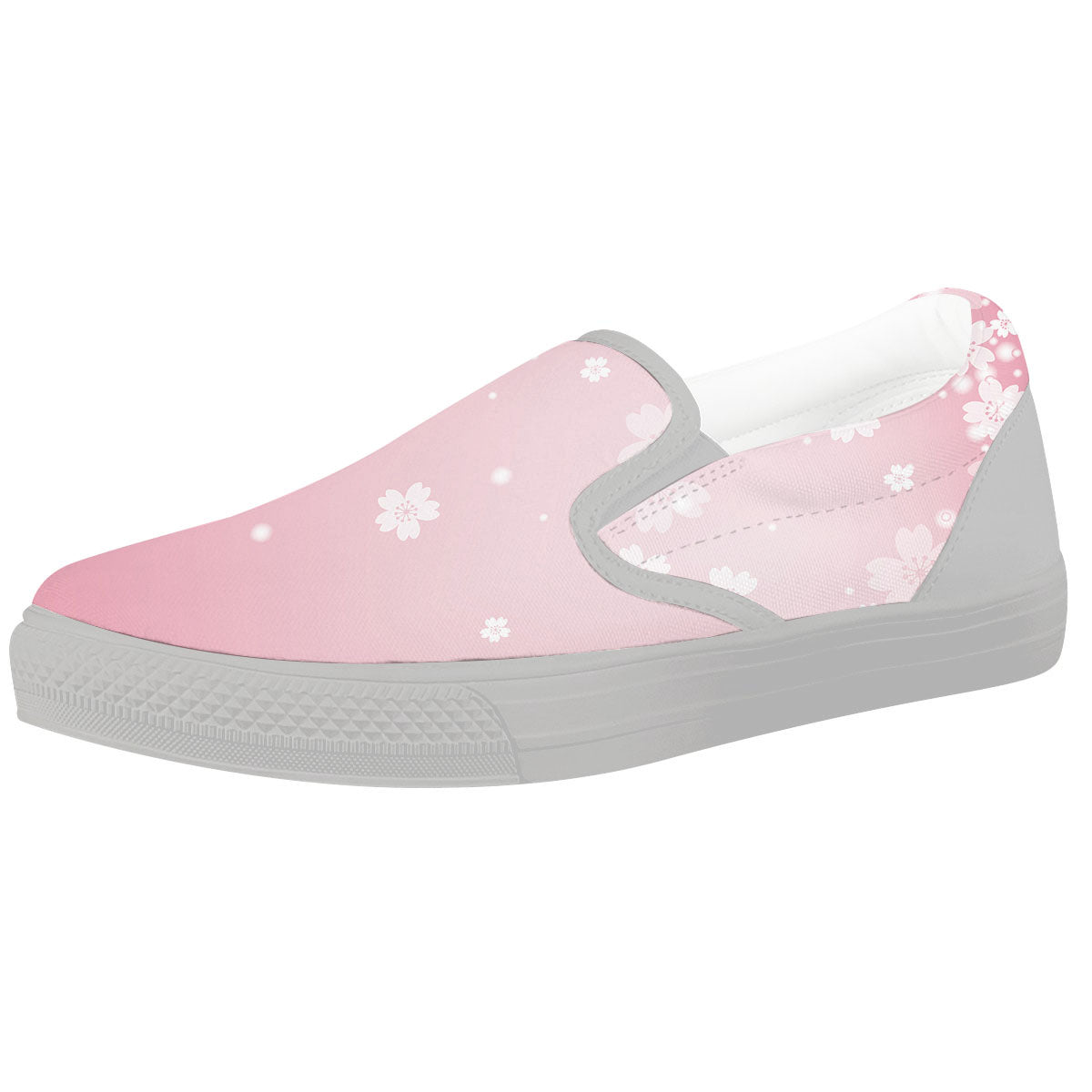 Sparkle Floral Print White Slip On Shoes-grizzshop