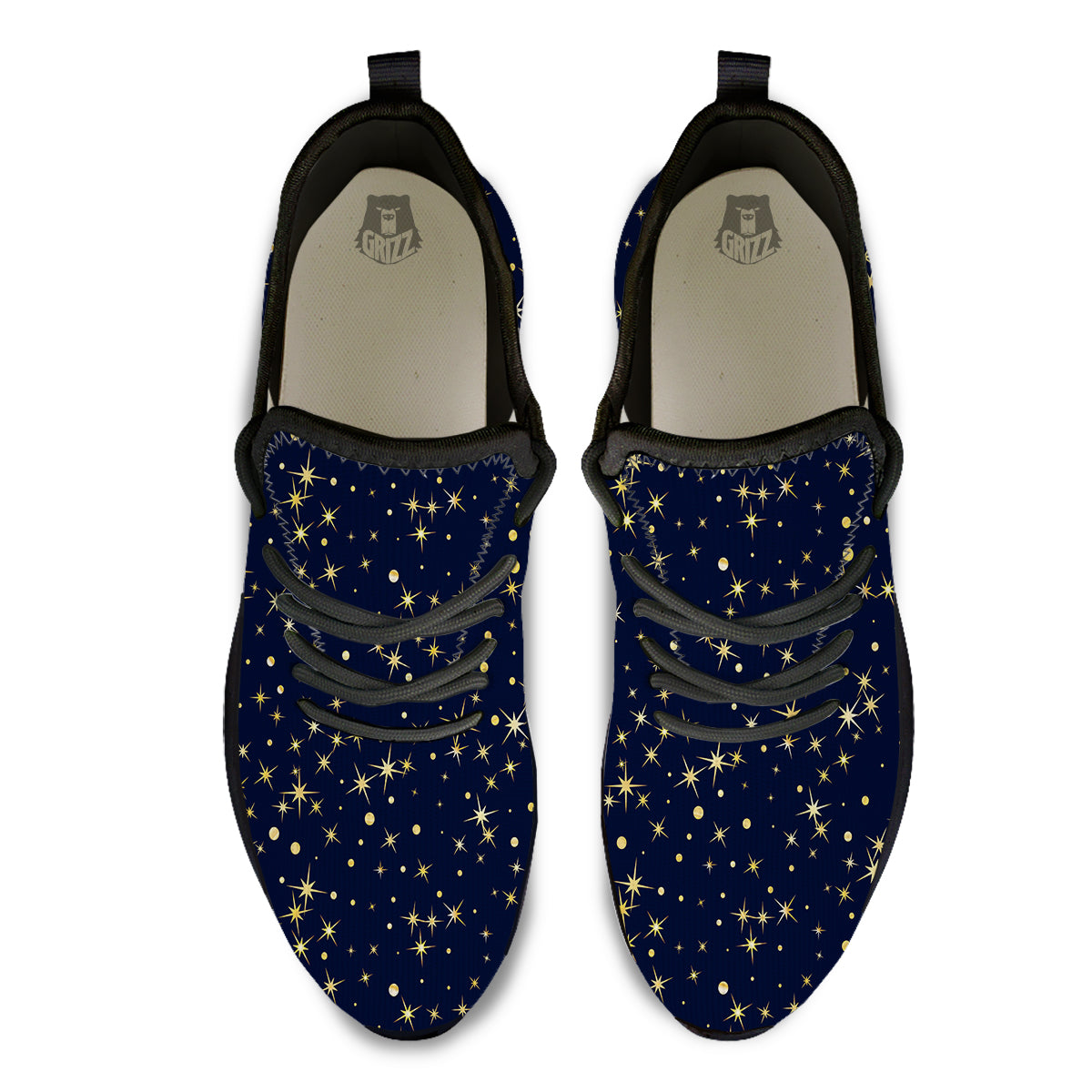 Sparkle Shiny Print Pattern Black Athletic Shoes-grizzshop