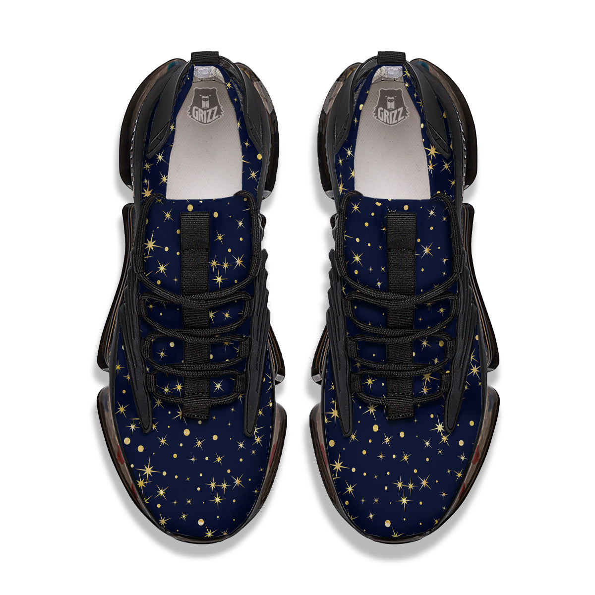 Sparkle Shiny Print Pattern Black Gym Shoes-grizzshop