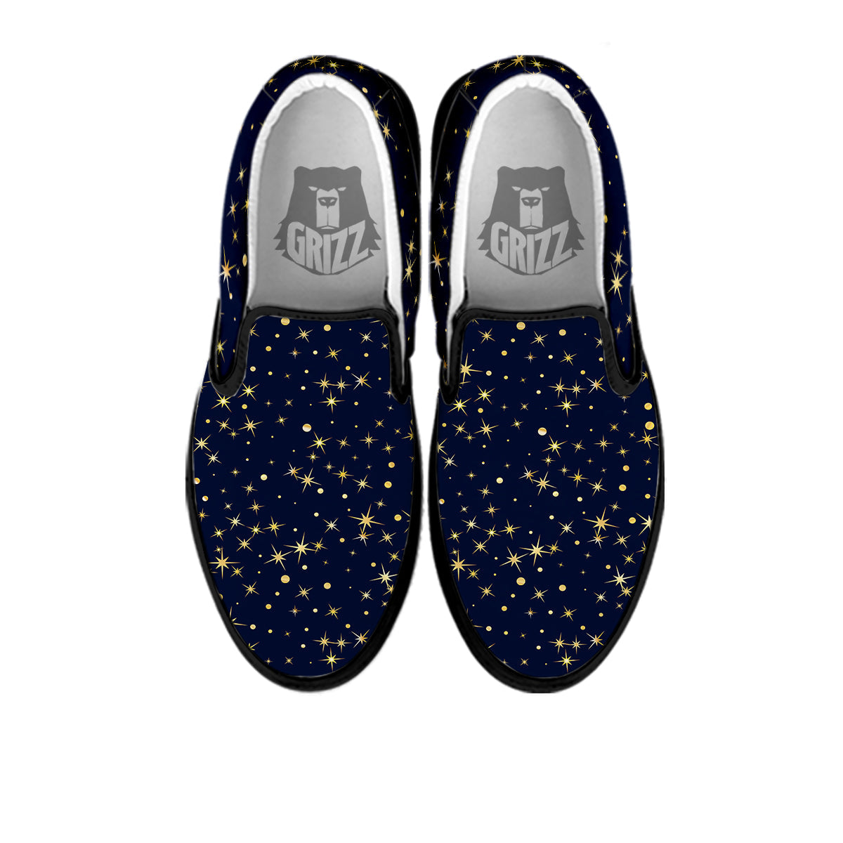 Sparkle Shiny Print Pattern Black Slip On Shoes-grizzshop