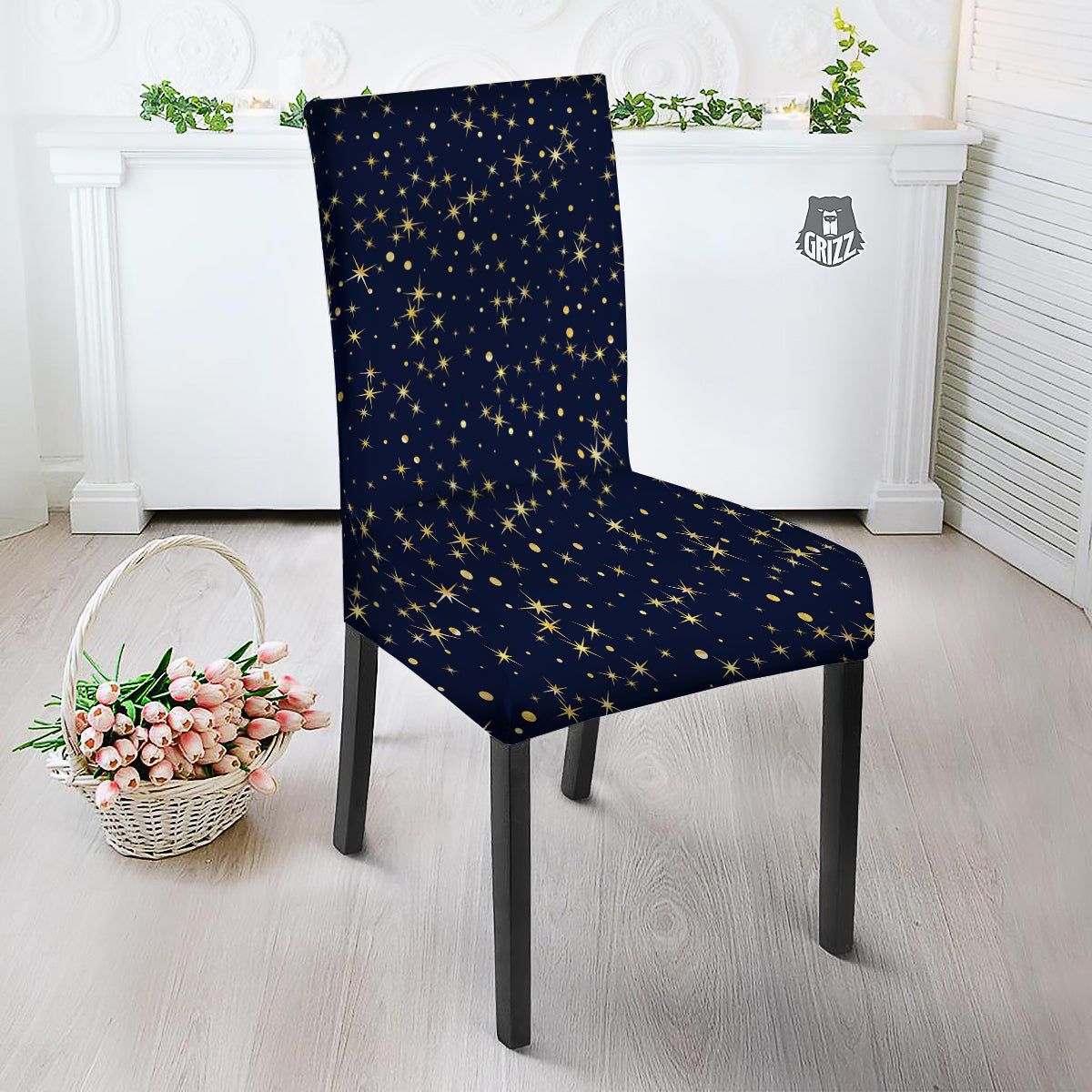 Sparkle Shiny Print Pattern Dining Chair Slipcover-grizzshop