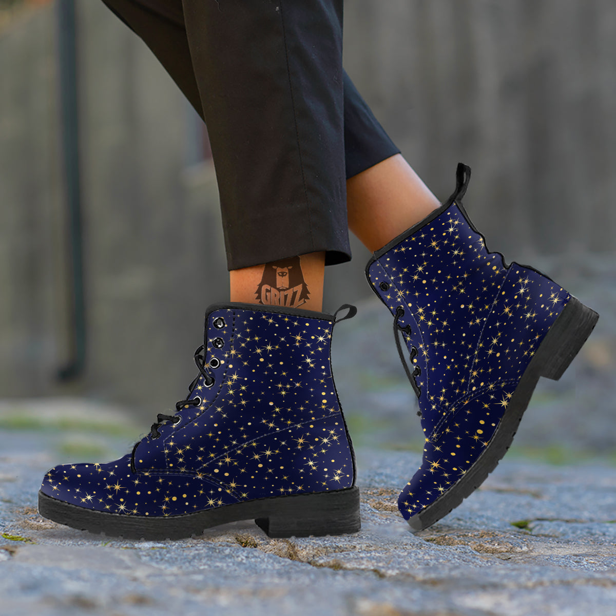 Sparkle Shiny Print Pattern Leather Boots-grizzshop