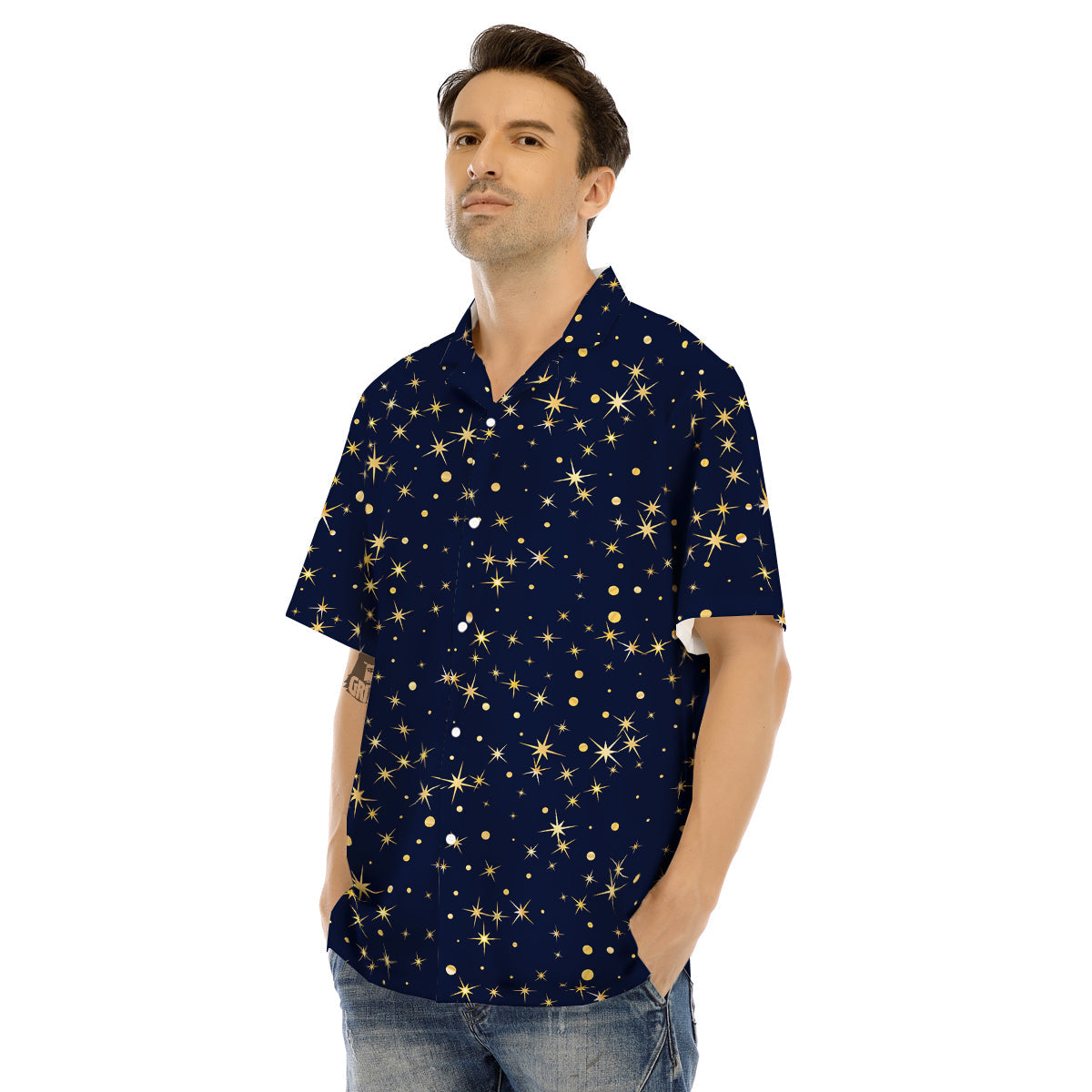 Sparkle Shiny Print Pattern Men's Hawaiian Shirt-grizzshop