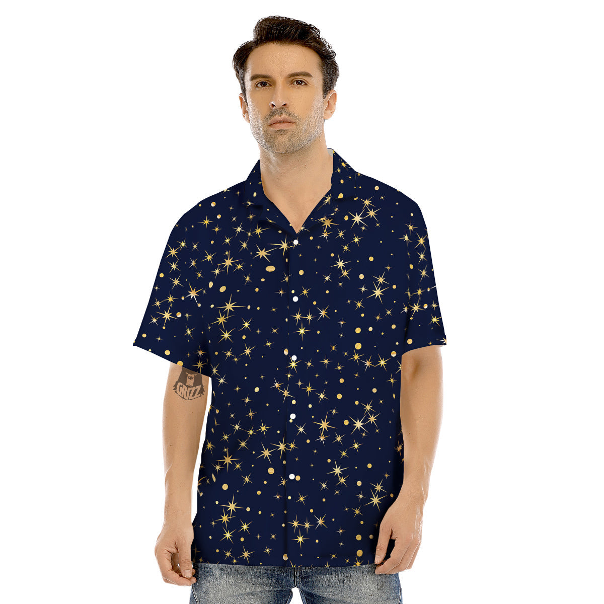 Sparkle Shiny Print Pattern Men's Hawaiian Shirt-grizzshop
