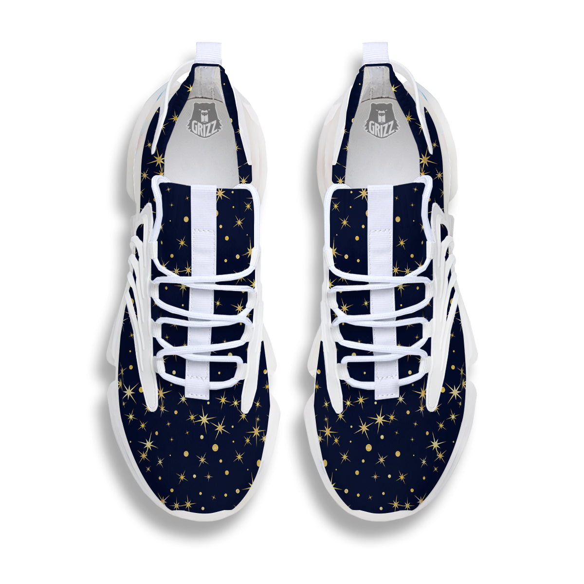 Sparkle Shiny Print Pattern White Gym Shoes-grizzshop