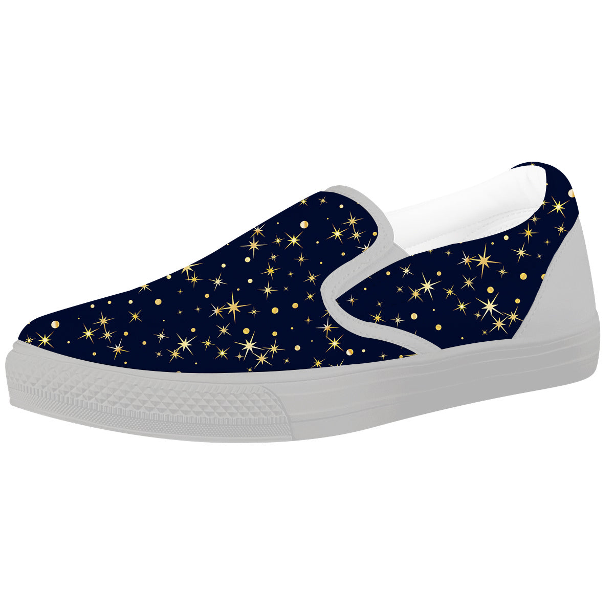 Sparkle Shiny Print Pattern White Slip On Shoes-grizzshop