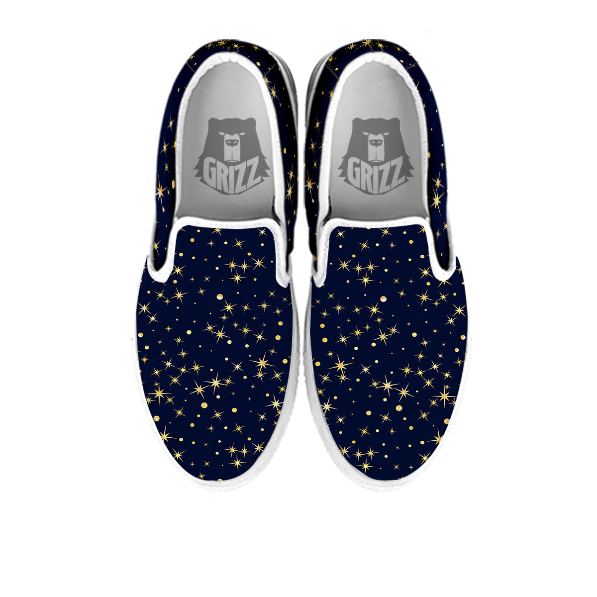 Sparkle Shiny Print Pattern White Slip On Shoes-grizzshop