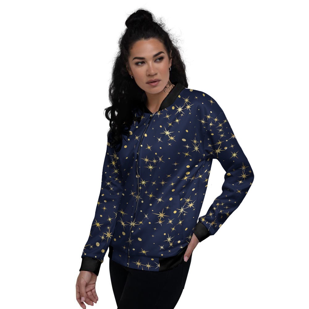 Sparkle Shiny Print Pattern Women's Bomber Jacket-grizzshop