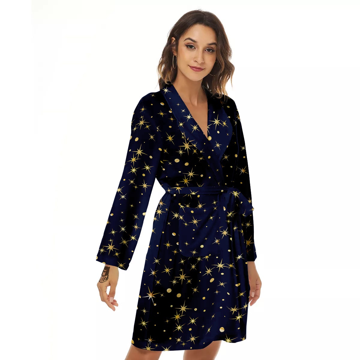 Sparkle Shiny Print Pattern Women's Robe-grizzshop