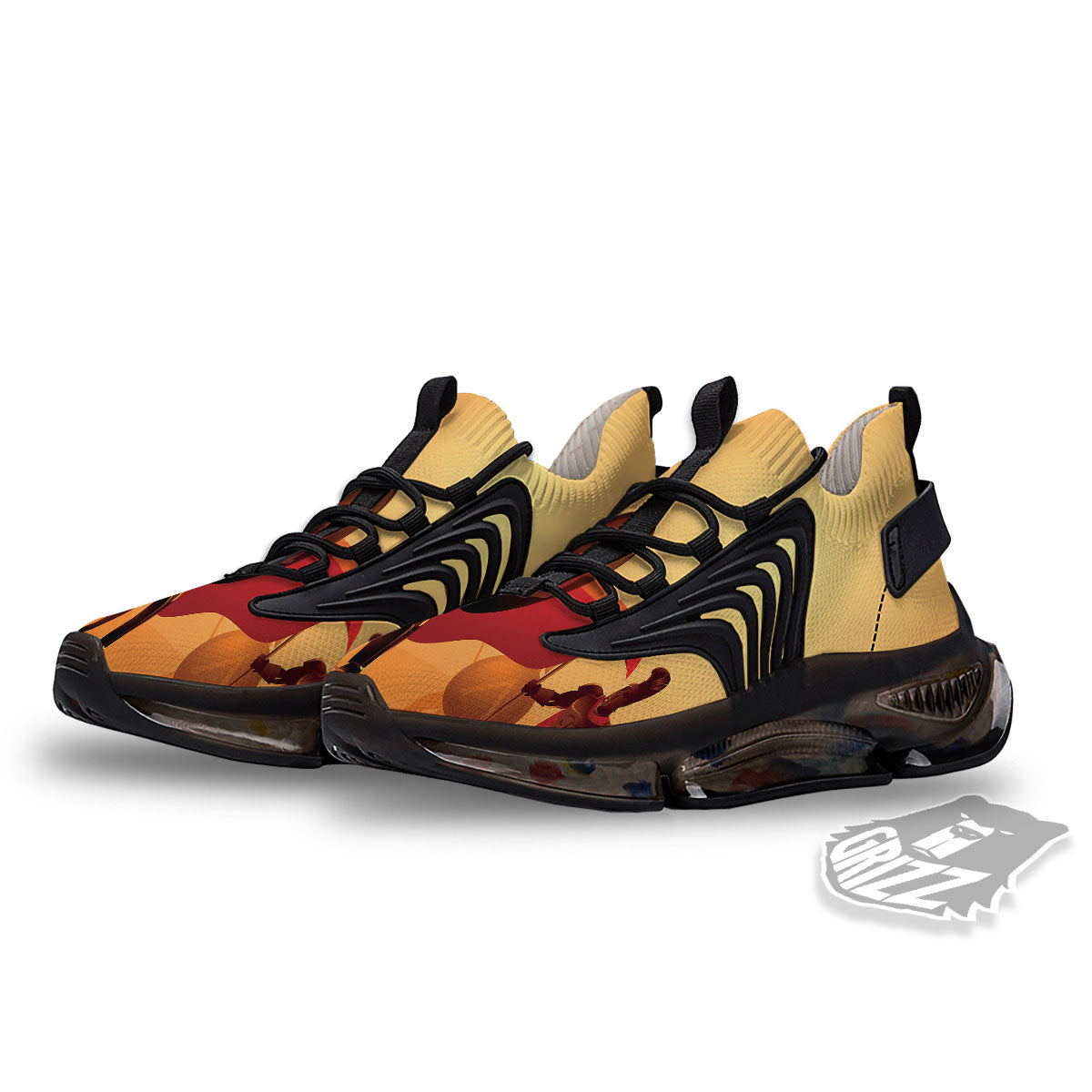 Spartan Ancient Print Black Gym Shoes-grizzshop