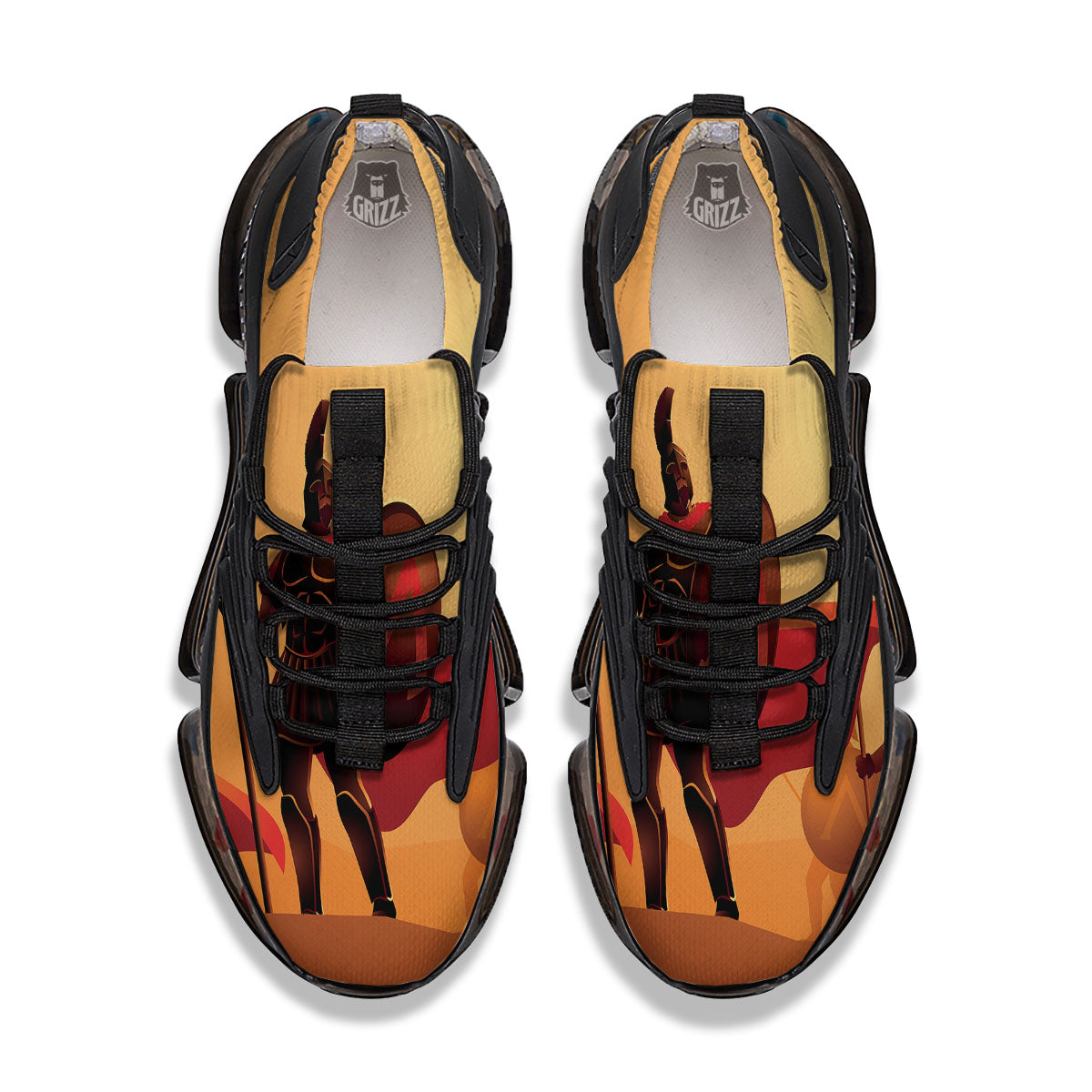 Spartan Ancient Print Black Gym Shoes-grizzshop