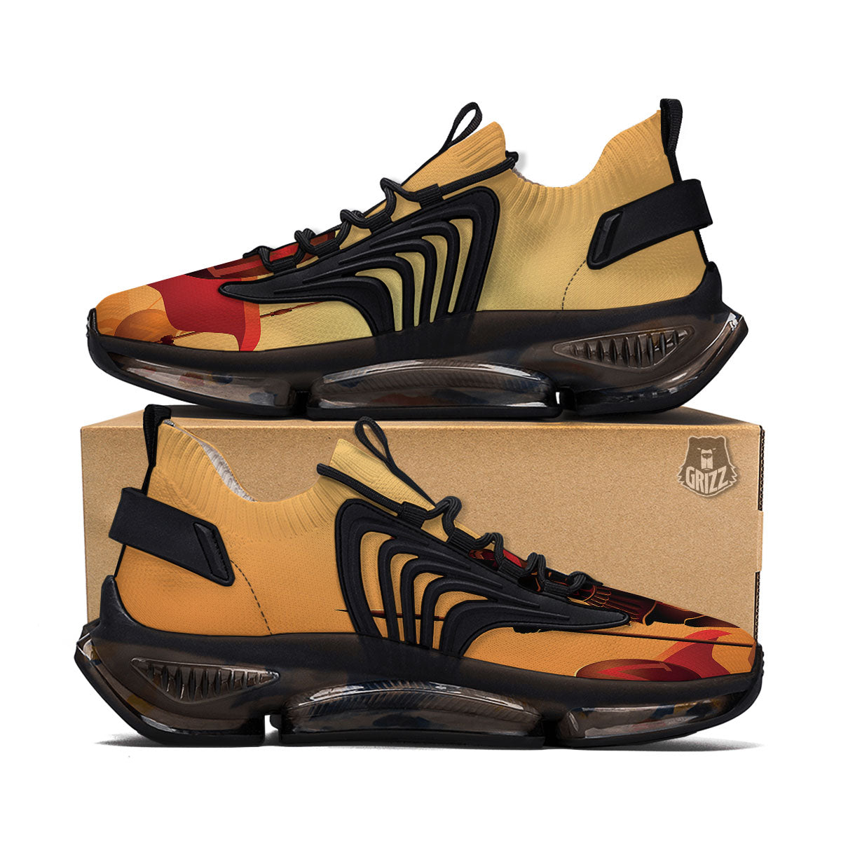Spartan Ancient Print Black Gym Shoes-grizzshop