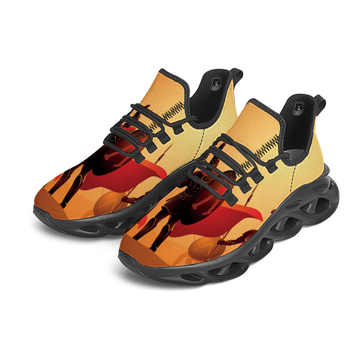 Spartan Ancient Print Black Running Shoes-grizzshop