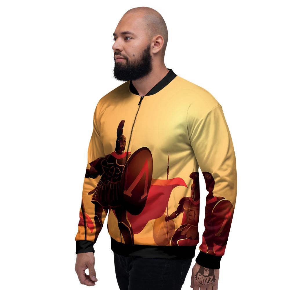 Spartan Ancient Print Men's Bomber Jacket-grizzshop