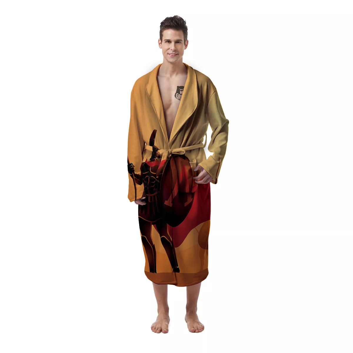 Spartan Ancient Print Men's Robe-grizzshop