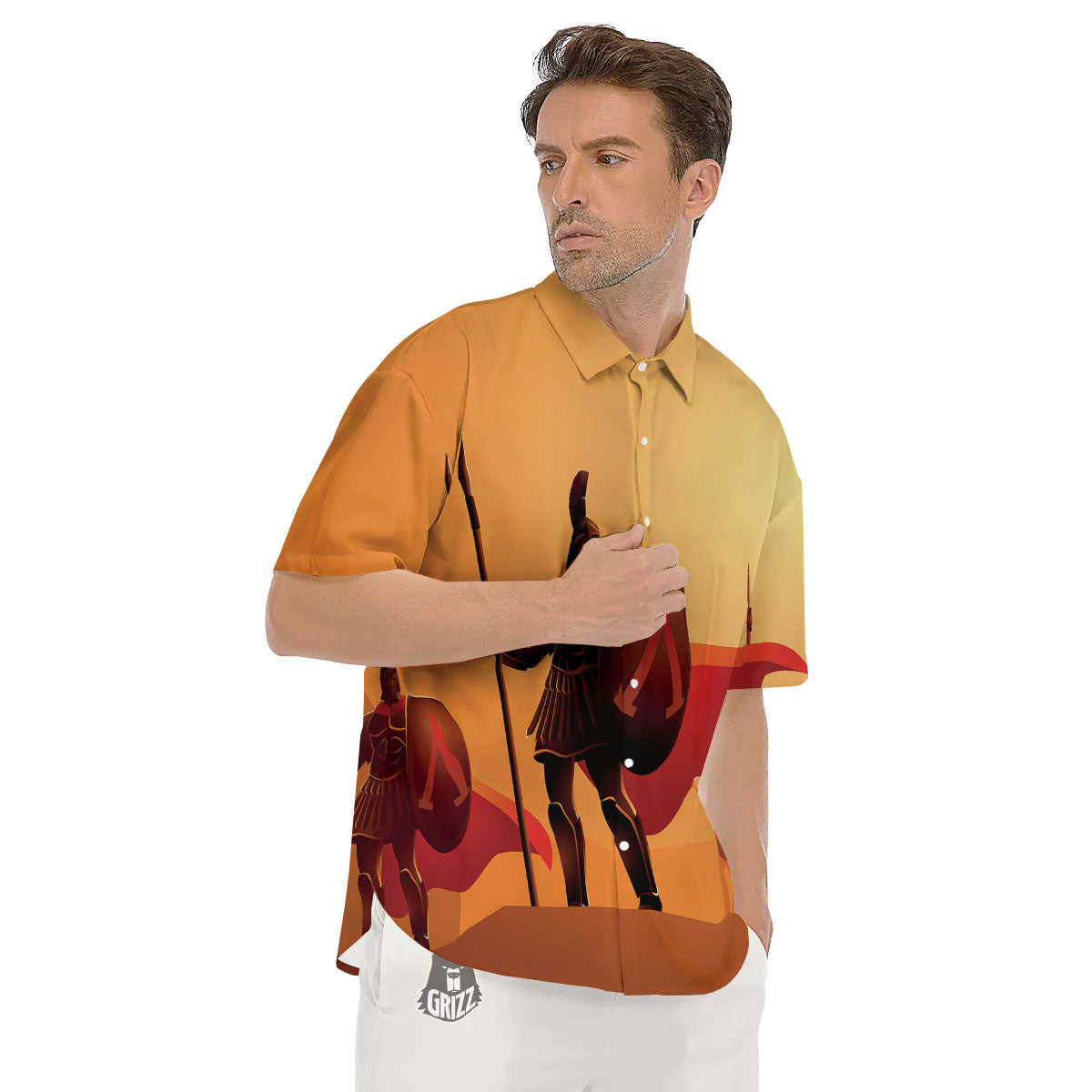 Spartan Ancient Print Men's Short Sleeve Shirts-grizzshop