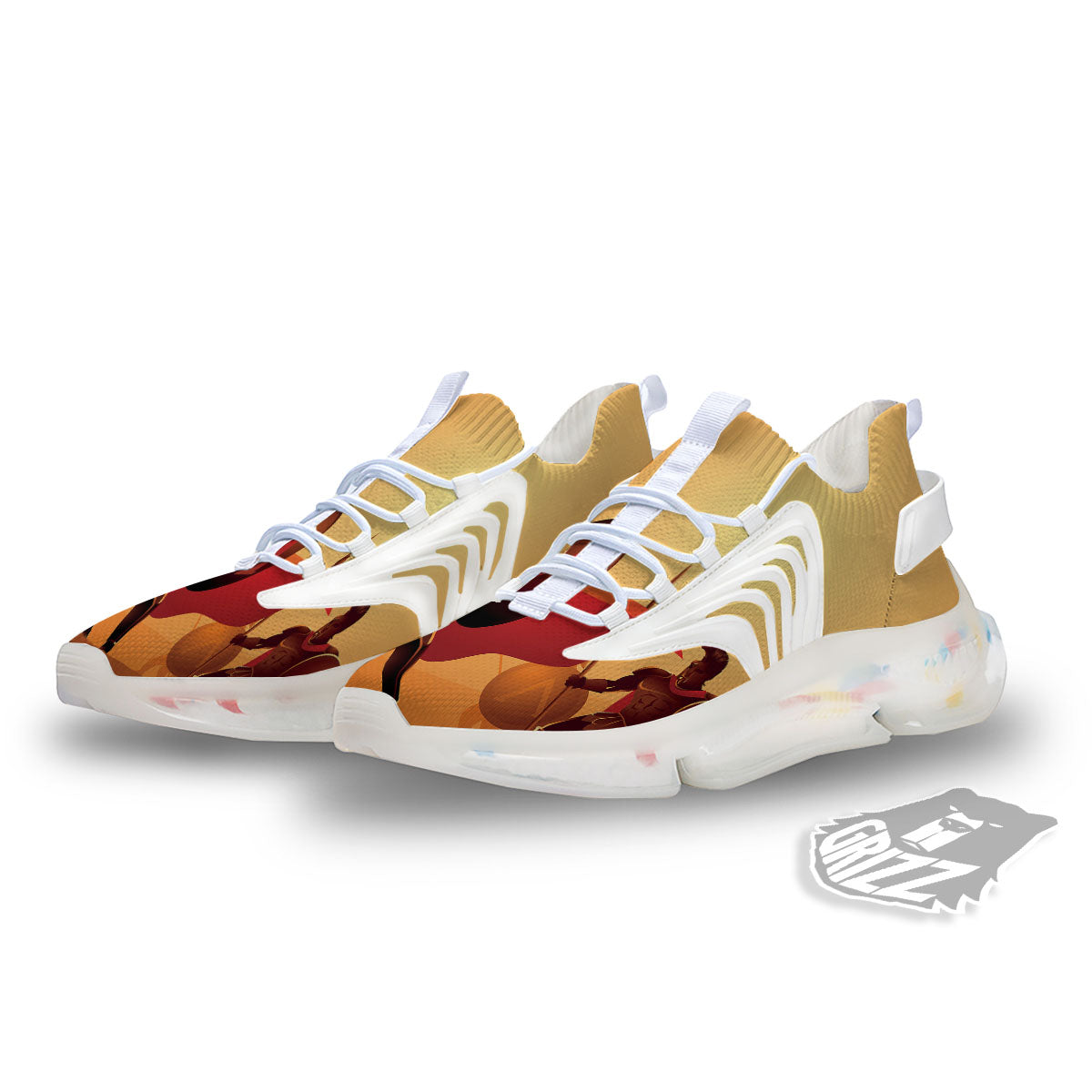 Spartan Ancient Print White Gym Shoes-grizzshop
