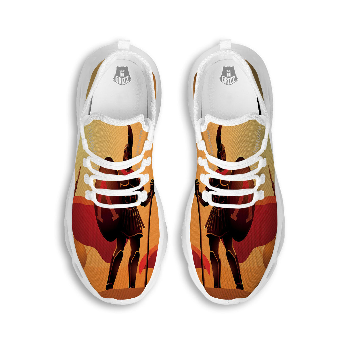 Spartan Ancient Print White Running Shoes-grizzshop
