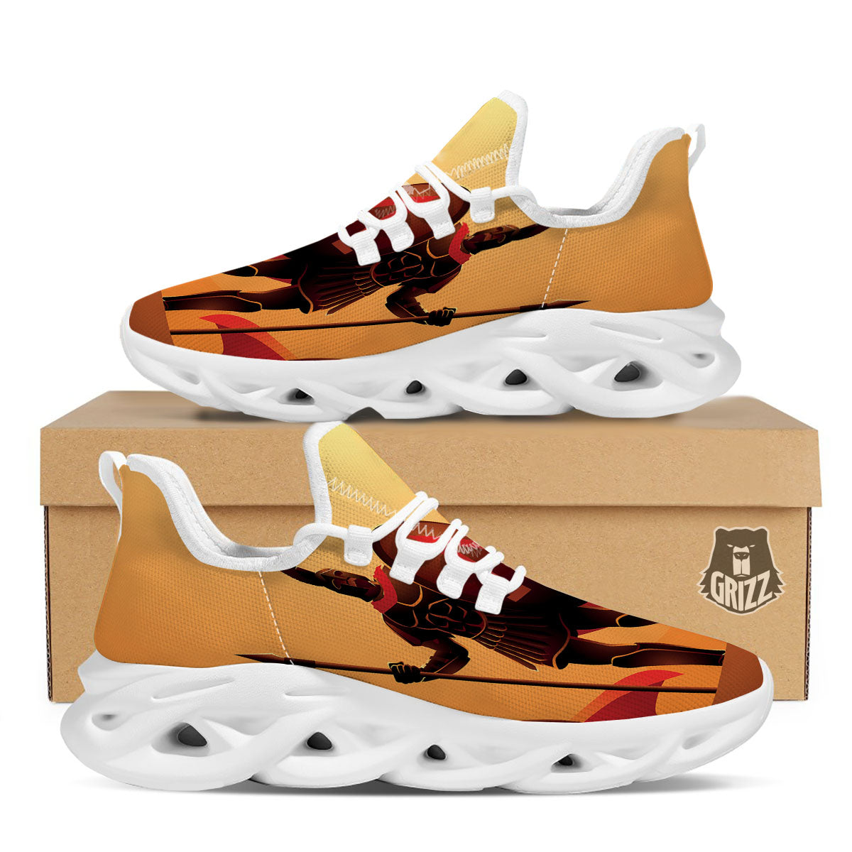 Spartan Ancient Print White Running Shoes-grizzshop