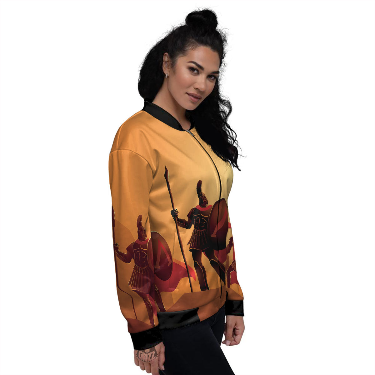 Spartan Ancient Print Women's Bomber Jacket-grizzshop